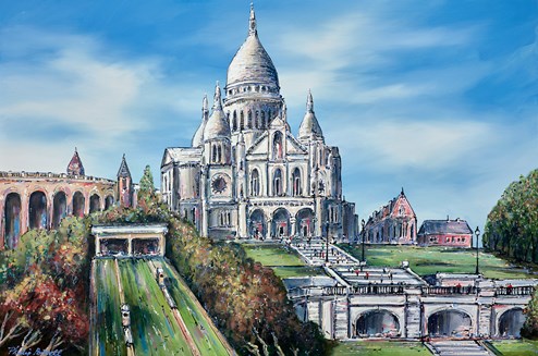 Sacre Coeur by Phillip Bissell - Original Painting on Box Canvas